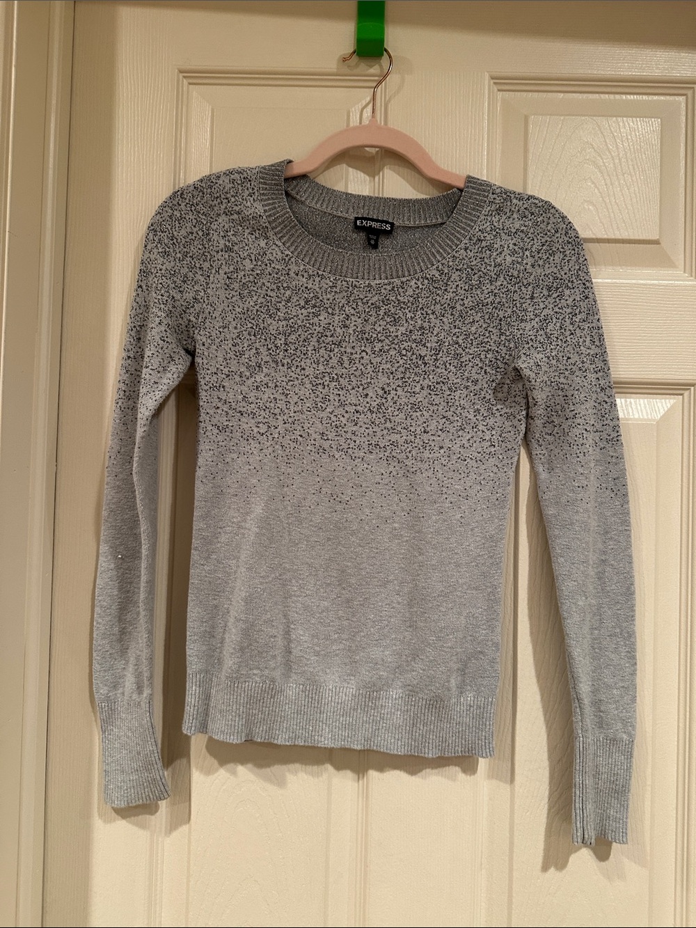 Express Gray Speckled Ombre Crewneck Sweater